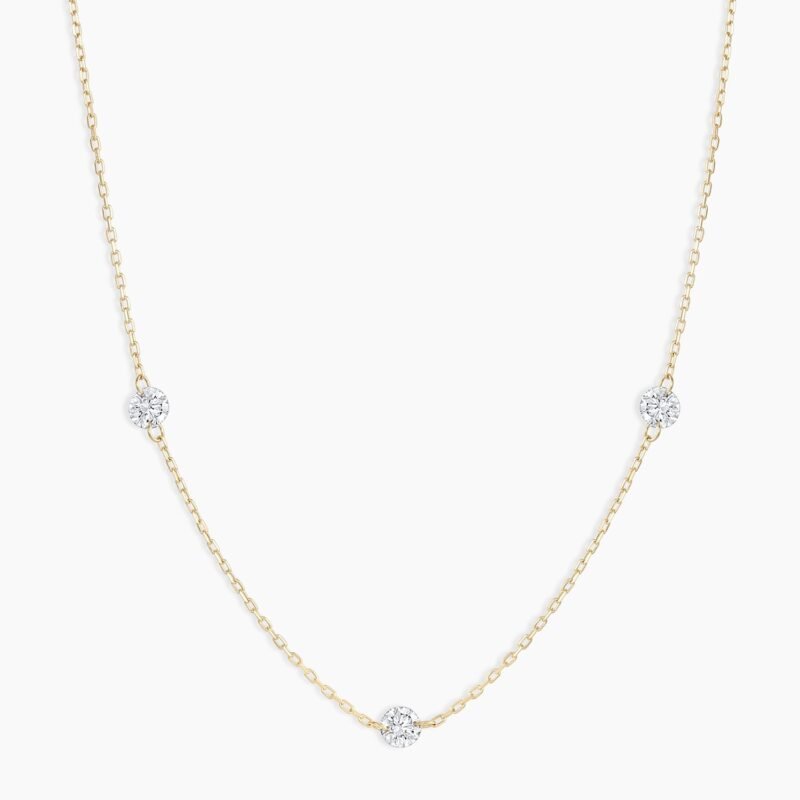 Floating Diamond Stationary Trio Necklace